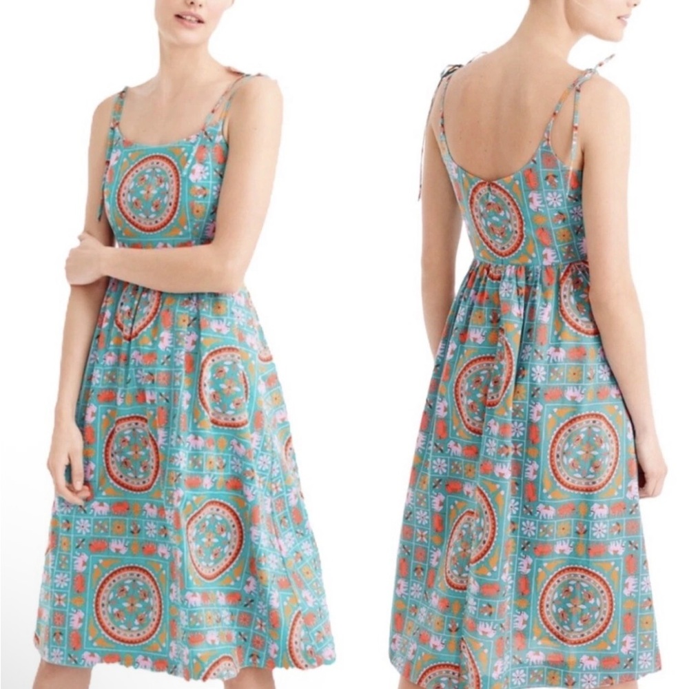J.Crew Drake’s Collab Elephant Shoulder Tie Dress SZ 6 C7